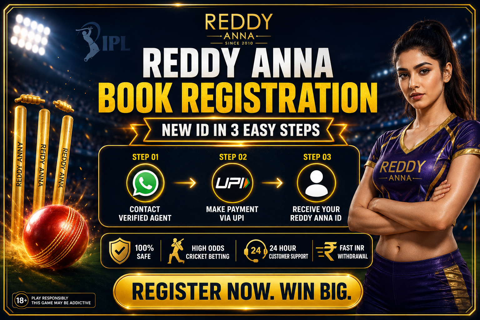 Reddy Anna Book Registration – Create your new cricket betting ID in 3 easy steps with instant UPI payment
