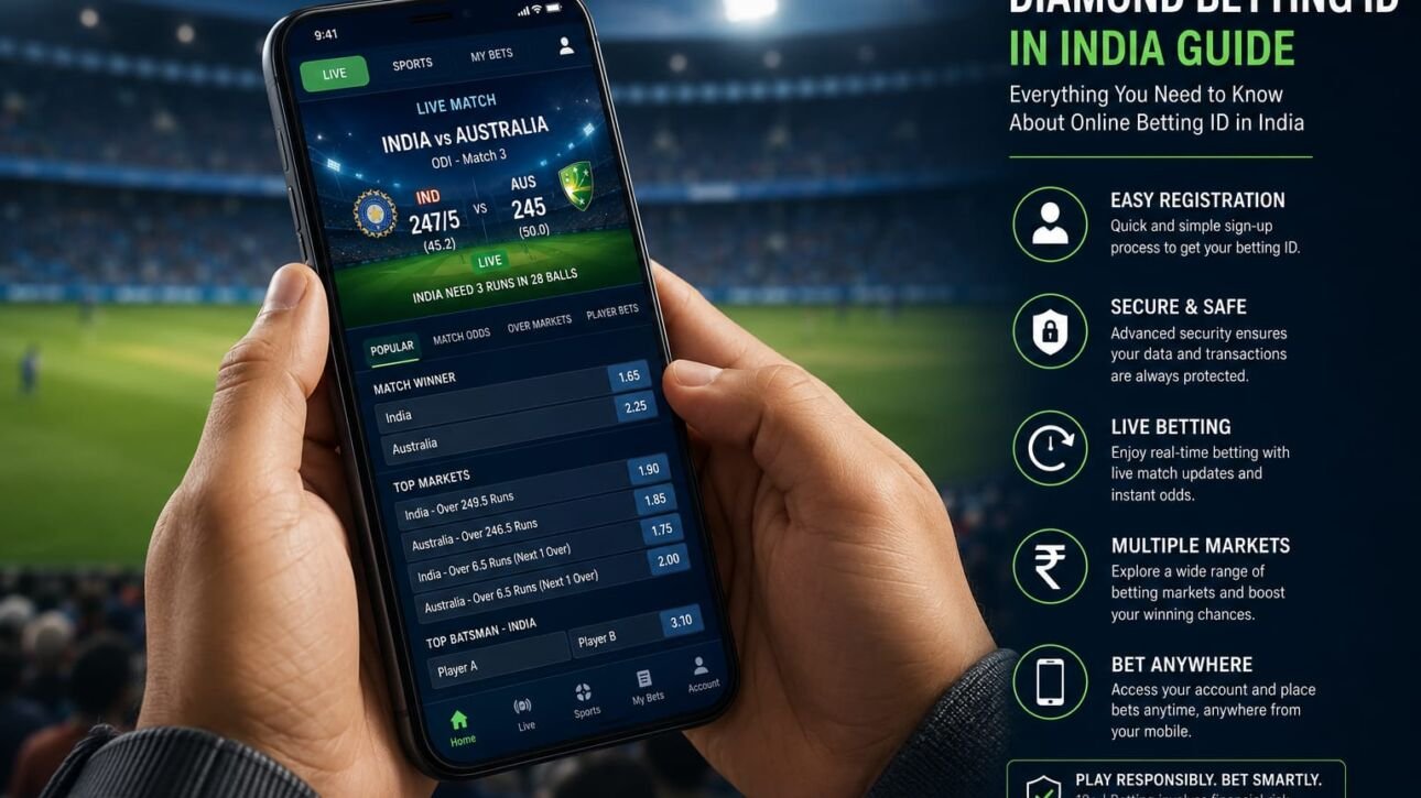 User accessing diamond betting id on mobile showing live cricket betting odds and match updates